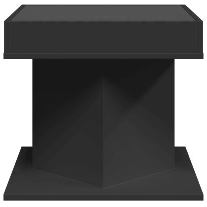 Маса за кафе с LED, черна, 50x50x45 см, инженерно дърво