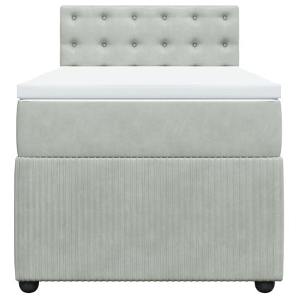 Боксспринг легло с матрак, светлосиво, 100x200 см, кадифе