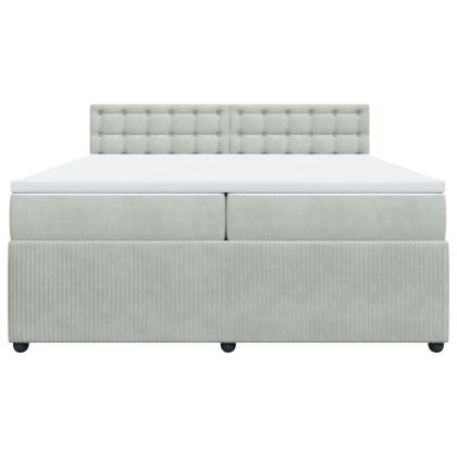 Боксспринг легло с матрак, светлосиво, 200x200 см, кадифе