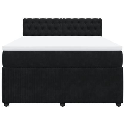 Боксспринг легло с матрак, черно, 160x200 см, кадифе