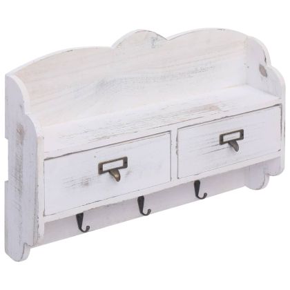 Стенна закачалка за палта, бяла, 50x10x34 см, дърво