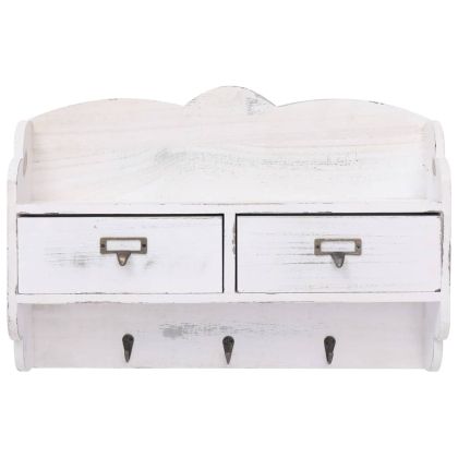 Стенна закачалка за палта, бяла, 50x10x34 см, дърво