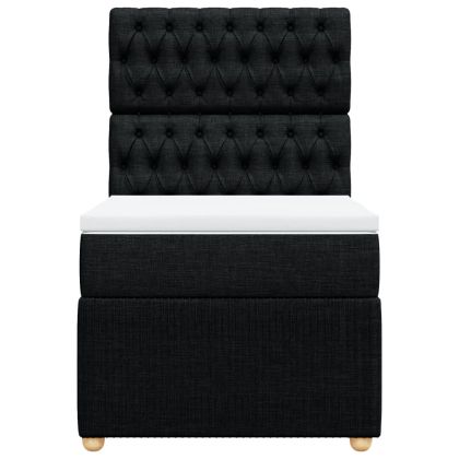 Боксспринг легло с матрак, черна, 90x190 см, плат