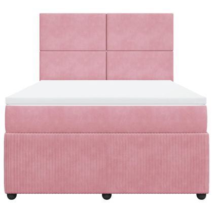 Боксспринг легло с матрак, розово, 160x200 см, кадифе