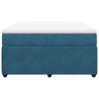 Боксспринг легло с матрак, тъмносиня, 140x190 см, кадифе