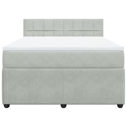 Боксспринг легло с матрак, светлосиво, 160x200 см, кадифе