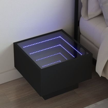 Нощна масичка с Infinity LED черна 40x40x30 см