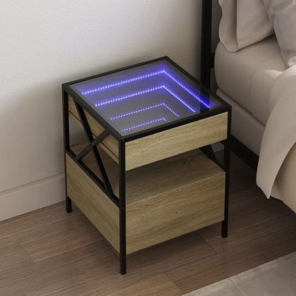 Нощна масичка с Infinity LED сонома дъб 40x40x51 см