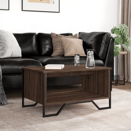 Маса за кафе, кафяв дъб, 75x51x40 см, инженерно дърво