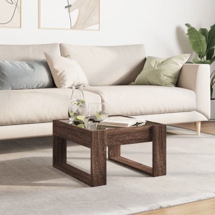 Маса за кафе с Infinity LED, кафяв дъб, 50x53x30 см