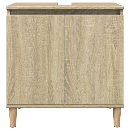 Комплект шкафове за баня от 3 части дъб сонома инженерно дърво