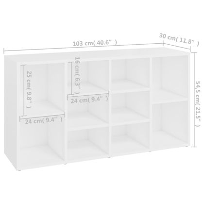 Пейка за обувки, бяла, 103x30x55 см, инженерно дърво