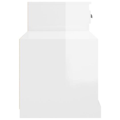 Шкаф за обувки, бял гланц, 100x42x60 см, инженерно дърво