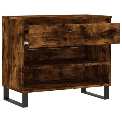 Шкаф за обувки, опушен дъб, 70x36x60 см, инженерно дърво