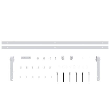 Комплект за мини плъзгаща врата за шкаф, стомана, бял, 183 см