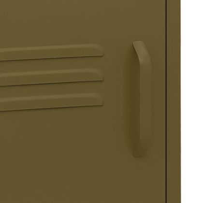 Нощни шкафчета, 2 бр, маслиненозелени, 35х35х51 см, стомана