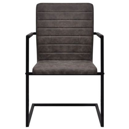 Конзолни трапезни столове, 2 бр, тъмно кафяви, изкуствена кожа