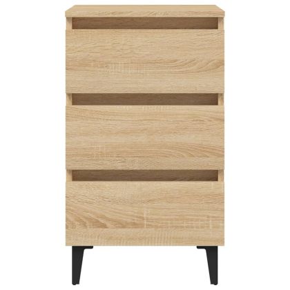 Нощно шкафче с метални крака, дъб сонома, 40x35x69 см