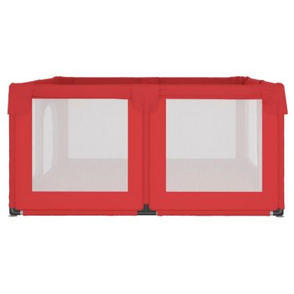 Бебешка кошара с 2 врати, червена, оксфорд текстил