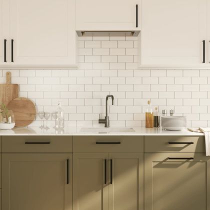 Дръжки за шкафове, 5 бр, черни, 192 мм, неръждаема стомана