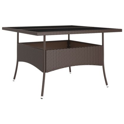 Градински трапезен комплект, 9 части, кафяв полиратан