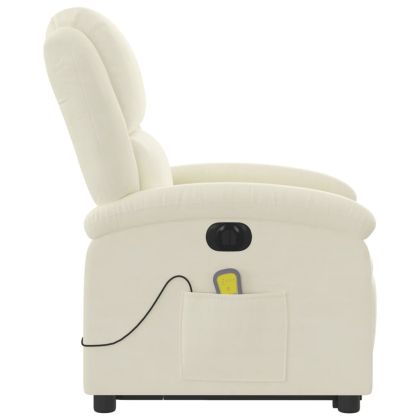 Електрически изправящ масажен реклайнер стол кремав кадифе