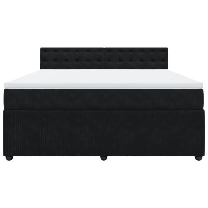 Боксспринг легло с матрак, черно, 180x200 см, кадифе