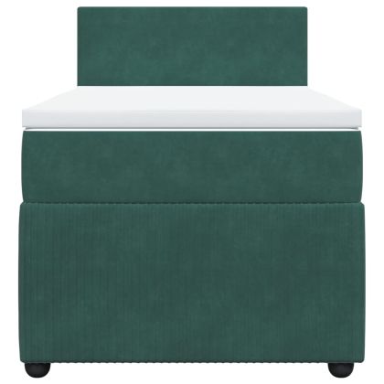 Боксспринг легло с матрак, тъмнозелено, 90x200 см, кадифе
