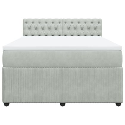 Боксспринг легло с матрак, светлосиво, 140x200 см, кадифе