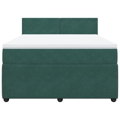 Боксспринг легло с матрак, тъмнозелено, 160x200 см, кадифе
