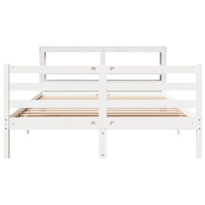 Рамка за легло без матрак, бял, 160x200 см, бор масив