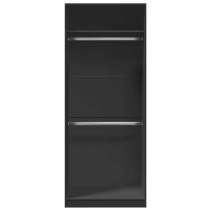 Гардероб, черен, 80x50x200 см, инженерно дърво
