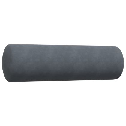 Мека мебел от 2 части с възглавници и болстери тъмносив кадифе