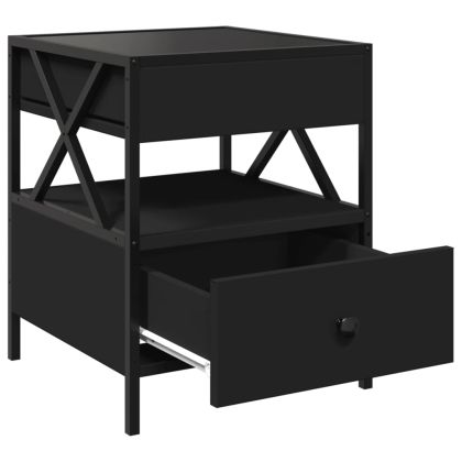 Маса за кафе с Infinity LED черна 40x40x51 см