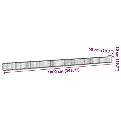 Габионна кошница с покритие, 1000x50x50 см, поцинковано желязо