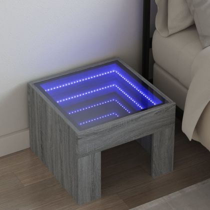 Нощна масичка с Infinity LED, сив сонома, 40x40x30 см