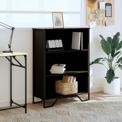 Библиотека черна 80x31x106 см инженерно дърво