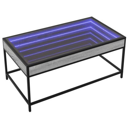 Маса за кафе с Infinity LED, сив сонома, 90x50x41 см