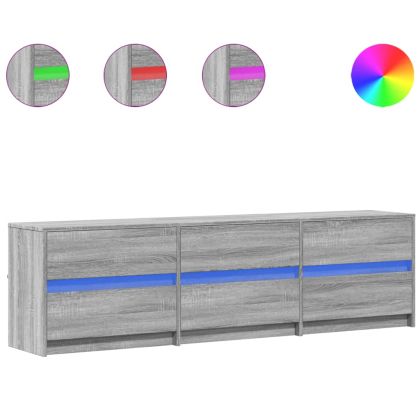 ТВ шкаф с LED, сив сонома, 180x34x50 см, инженерно дърво