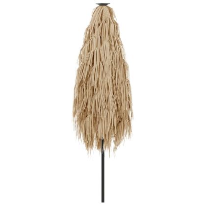 Градински чадър с LED и стоманен прът, кафяв, 268x268x226 см