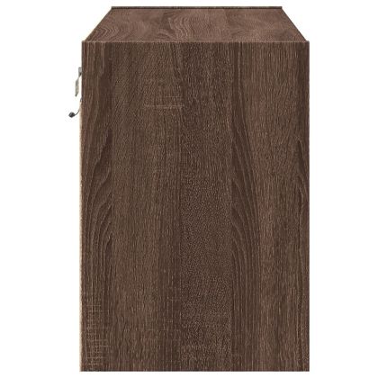 Стенен ТВ шкаф с LED осветление, кафяв дъб, 80x31x45 см