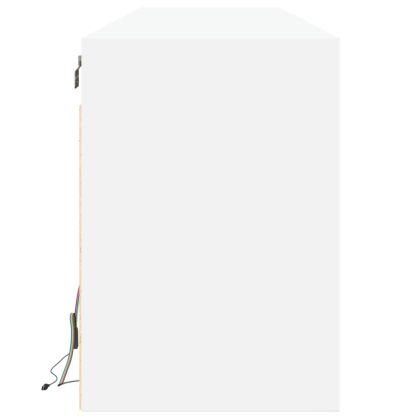 Стенен ТВ шкаф с LED, бял, 180x31x45 см