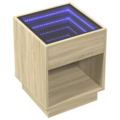 Маса за кафе с Infinity LED, сонома дъб, 40x40x50 см