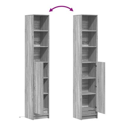 Сайдборд с LED, сив сонома, 36x32,5x200 см, инженерно дърво