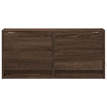 Стенен ТВ шкаф с LED осветление, кафяв дъб, 80x31x38 см