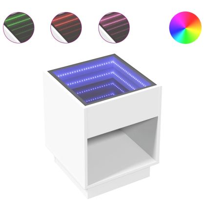 Нощна масичка с Infinity LED бяла 40x40x50 см