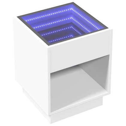 Нощна масичка с Infinity LED бяла 40x40x50 см