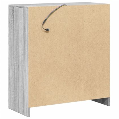 Сайдборд с LED, сив сонома, 77x34x85 см, инженерно дърво