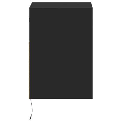 Стенни ТВ шкафове с LED осветление, 2 бр, черни, 41x31x45 см