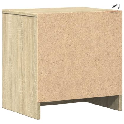 Нощни шкафчета с LED, 2 бр, сонома дъб, инженерно дърво